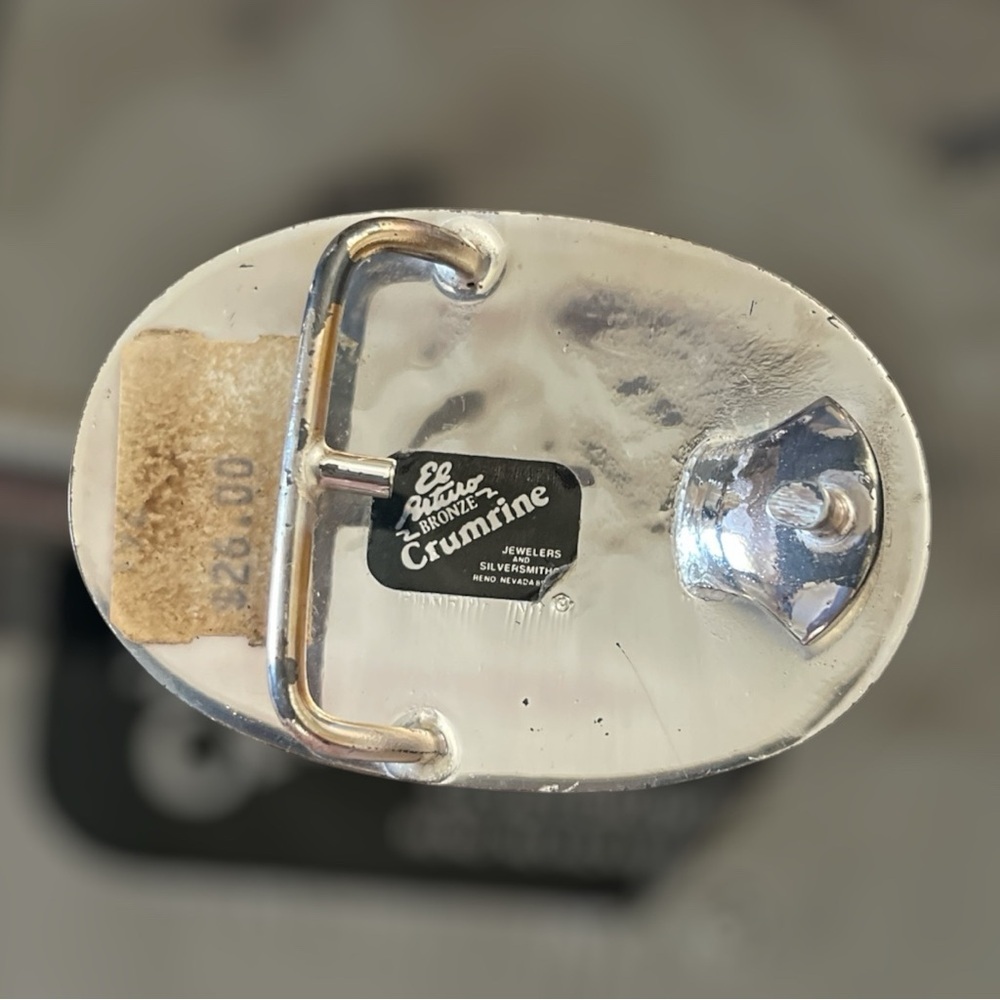 VTG Crumine Silver/Bronze Bull Rider Belt Buckle - Picture 2 of 3